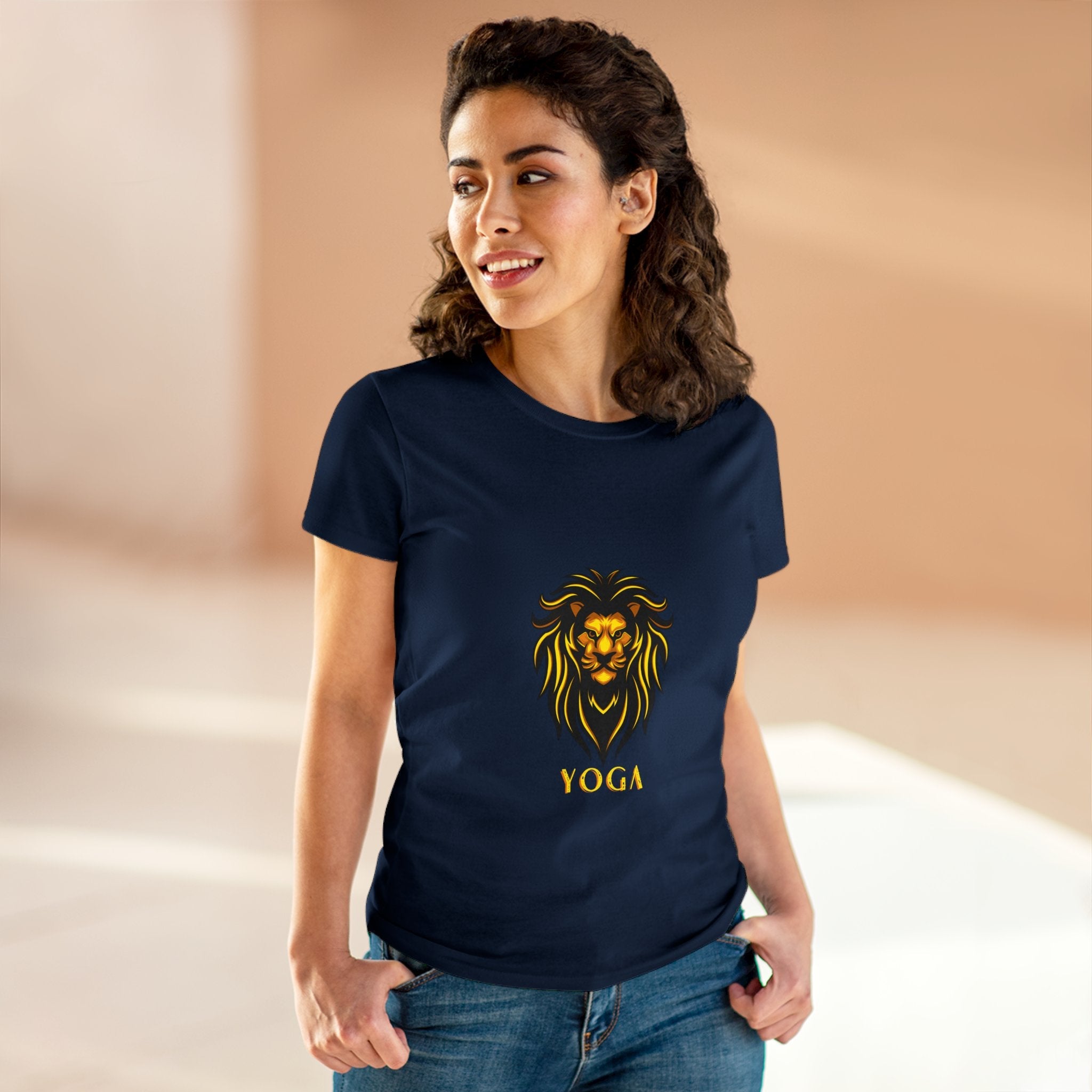 Lion Yoga - Women's Midweight Cotton Tee by Yogini Italy