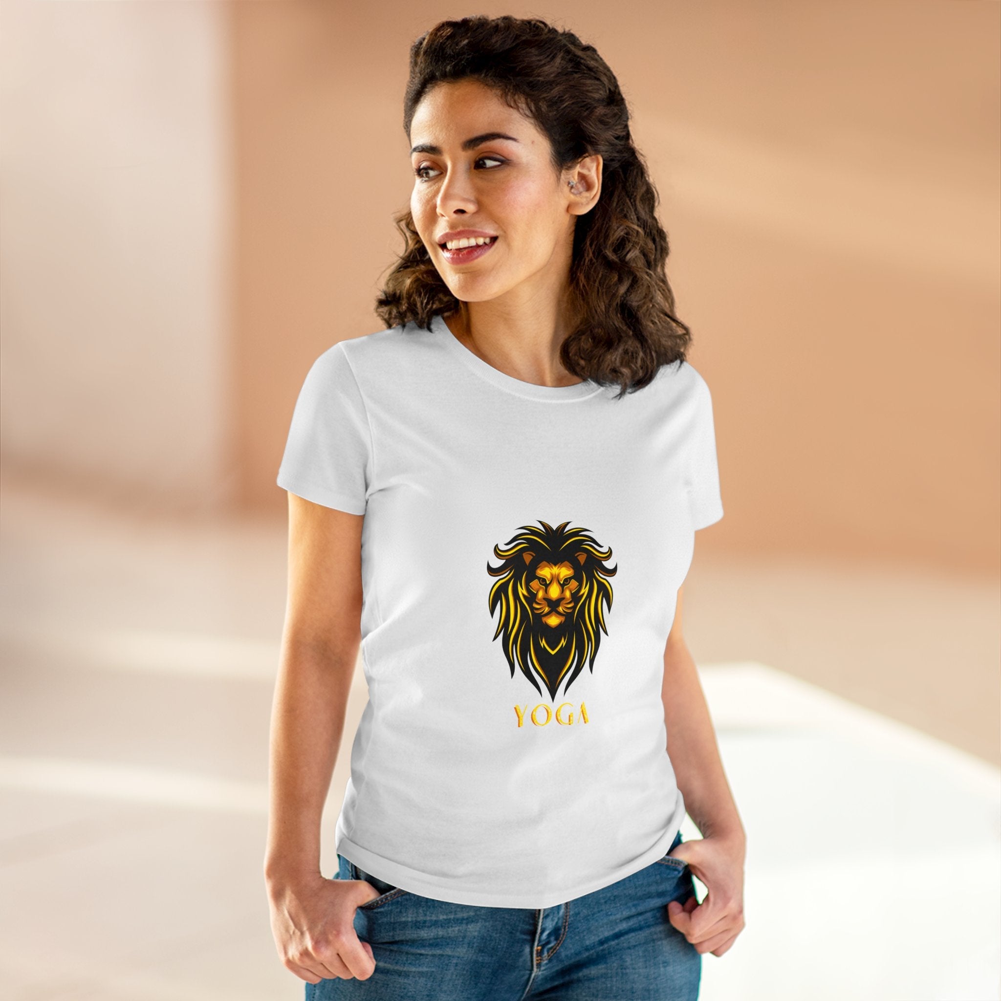 Lion Yoga - Women's Midweight Cotton Tee by Yogini Italy