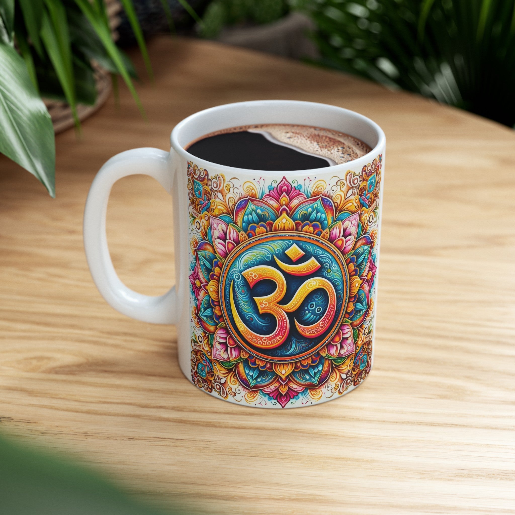 OM YOGA Ceramic Mug, (11oz, 15oz) BY YOGINI ITALY