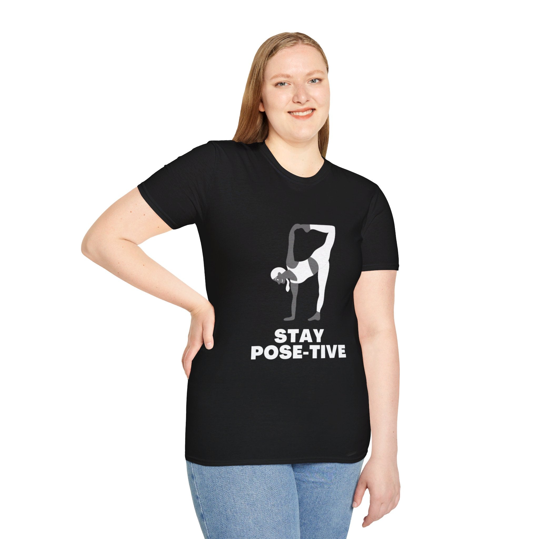 Active yoga - STAY POSE-TIVE - Unisex Softstyle T-Shirt by Yogini Italy