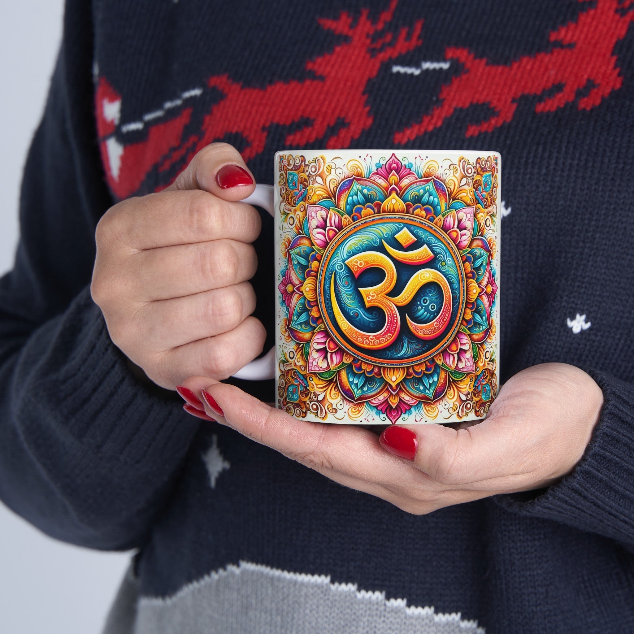 OM YOGA Ceramic Mug, (11oz, 15oz) BY YOGINI ITALY