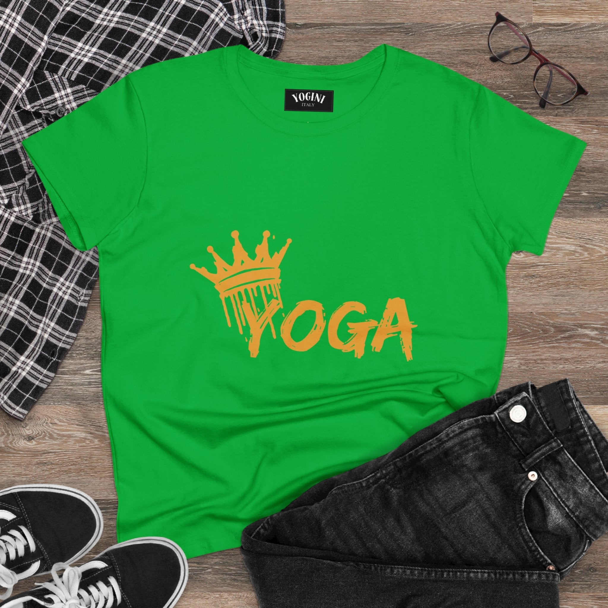 Crown Yoga -  Women's Midweight Cotton Tee by Yogini Italy