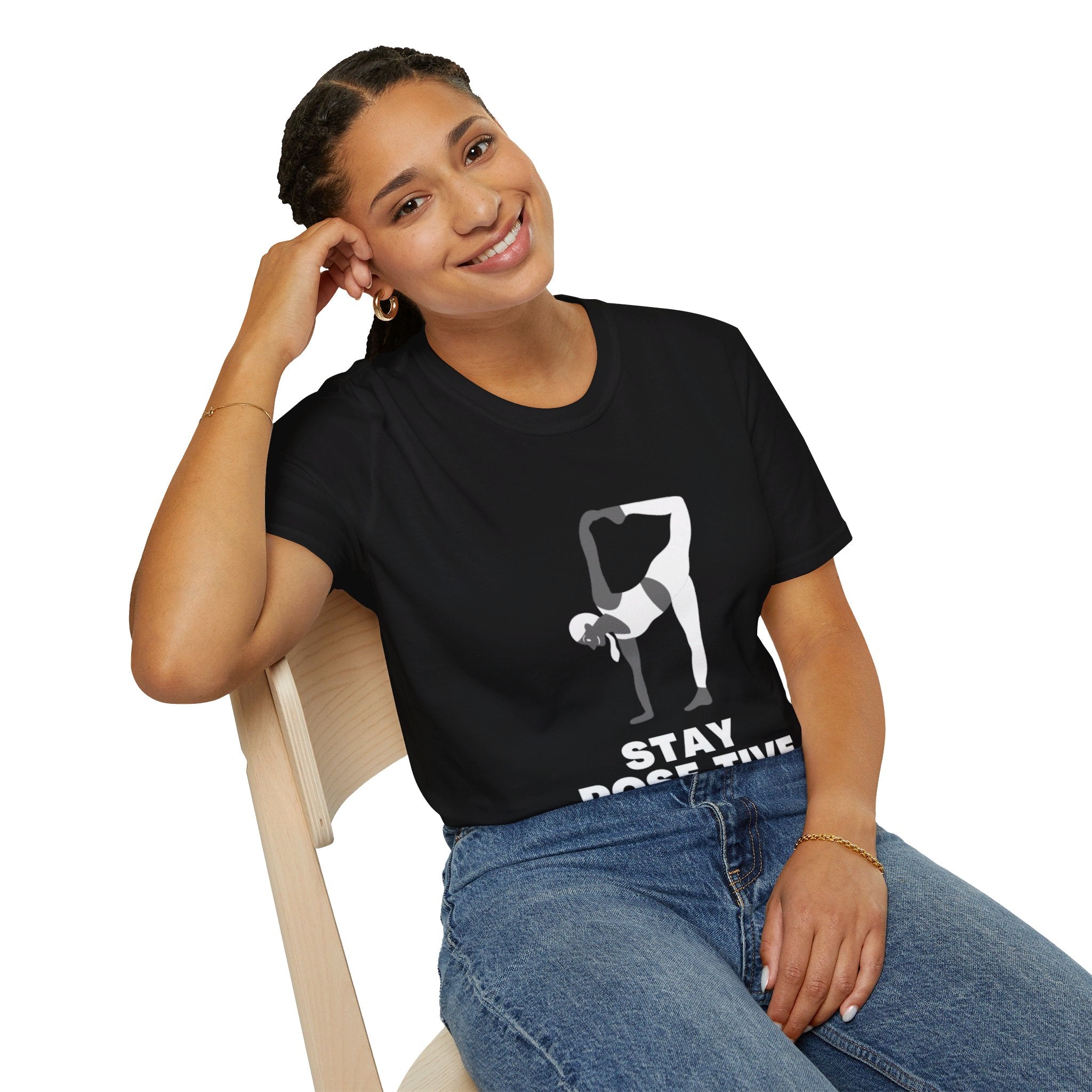 Active yoga - STAY POSE-TIVE - Unisex Softstyle T-Shirt by Yogini Italy