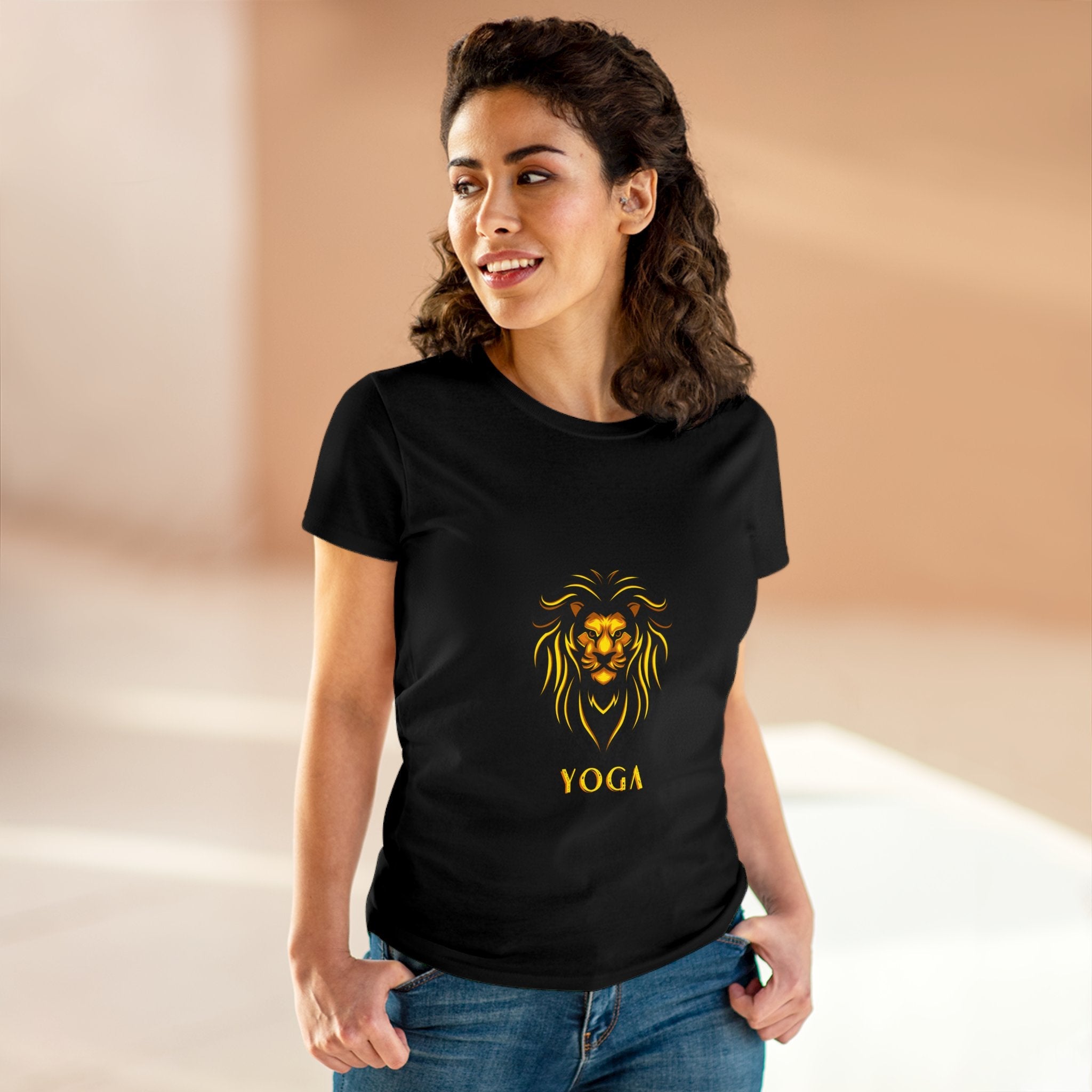 Lion Yoga - Women's Midweight Cotton Tee by Yogini Italy