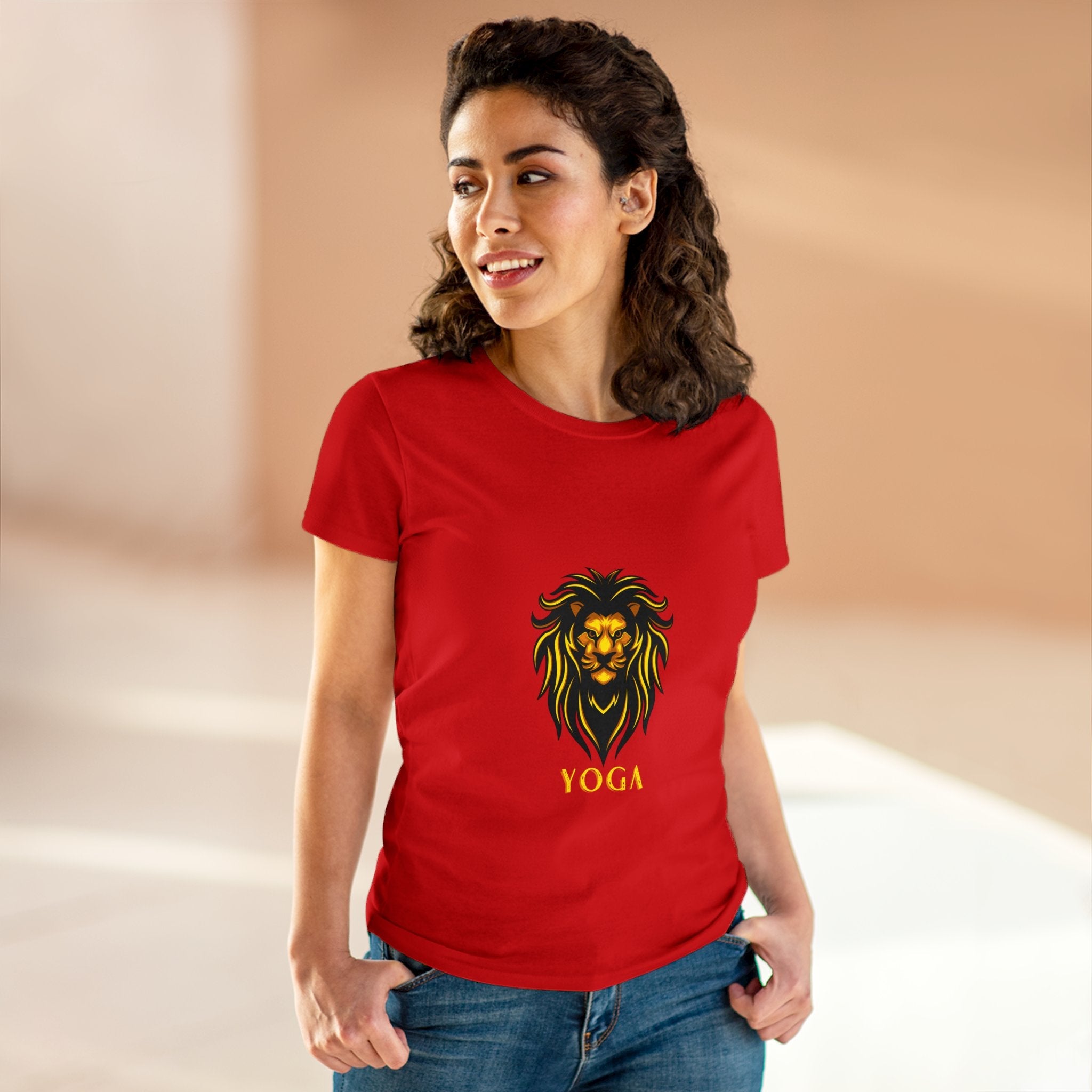 Lion Yoga - Women's Midweight Cotton Tee by Yogini Italy