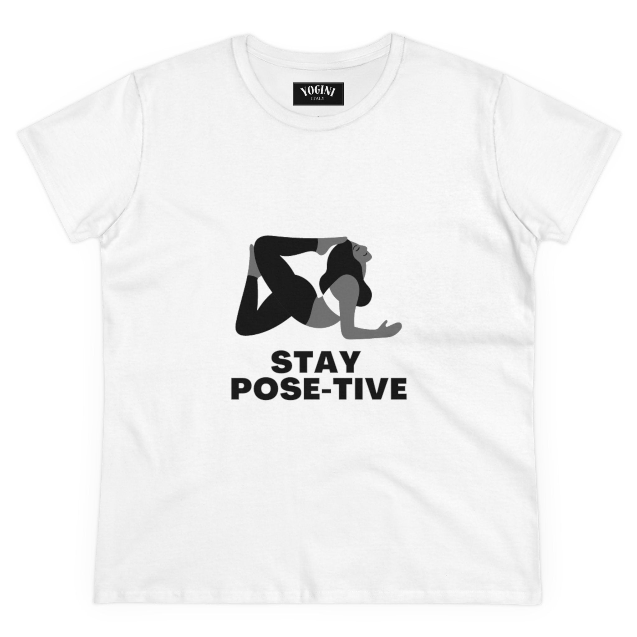 STAY POSE-TIVE - Women's Midweight Cotton Tee by Yogini Italy