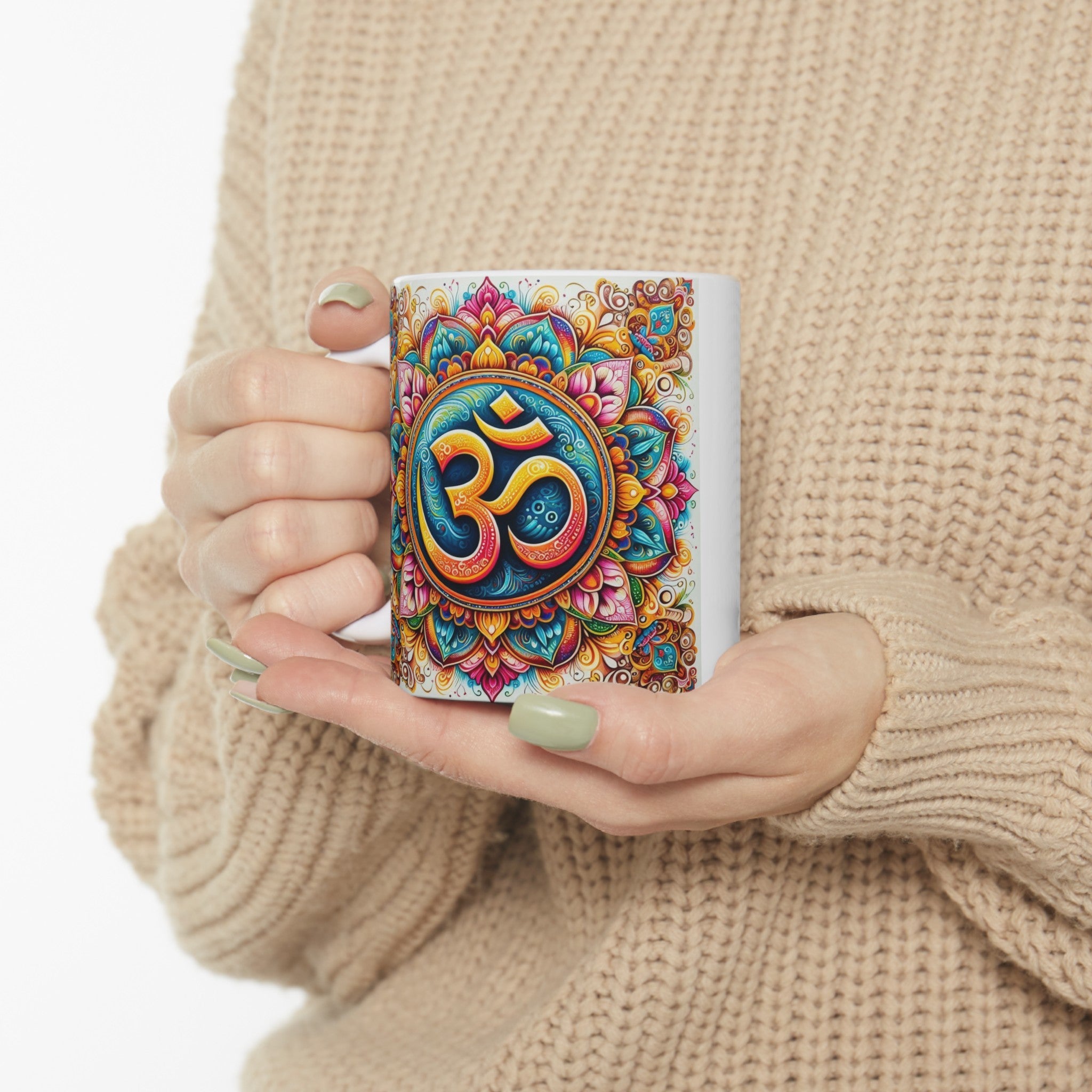 OM YOGA Ceramic Mug, (11oz, 15oz) BY YOGINI ITALY