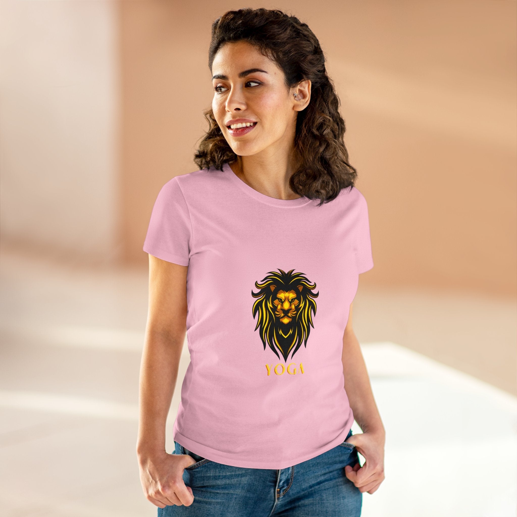 Lion Yoga - Women's Midweight Cotton Tee by Yogini Italy