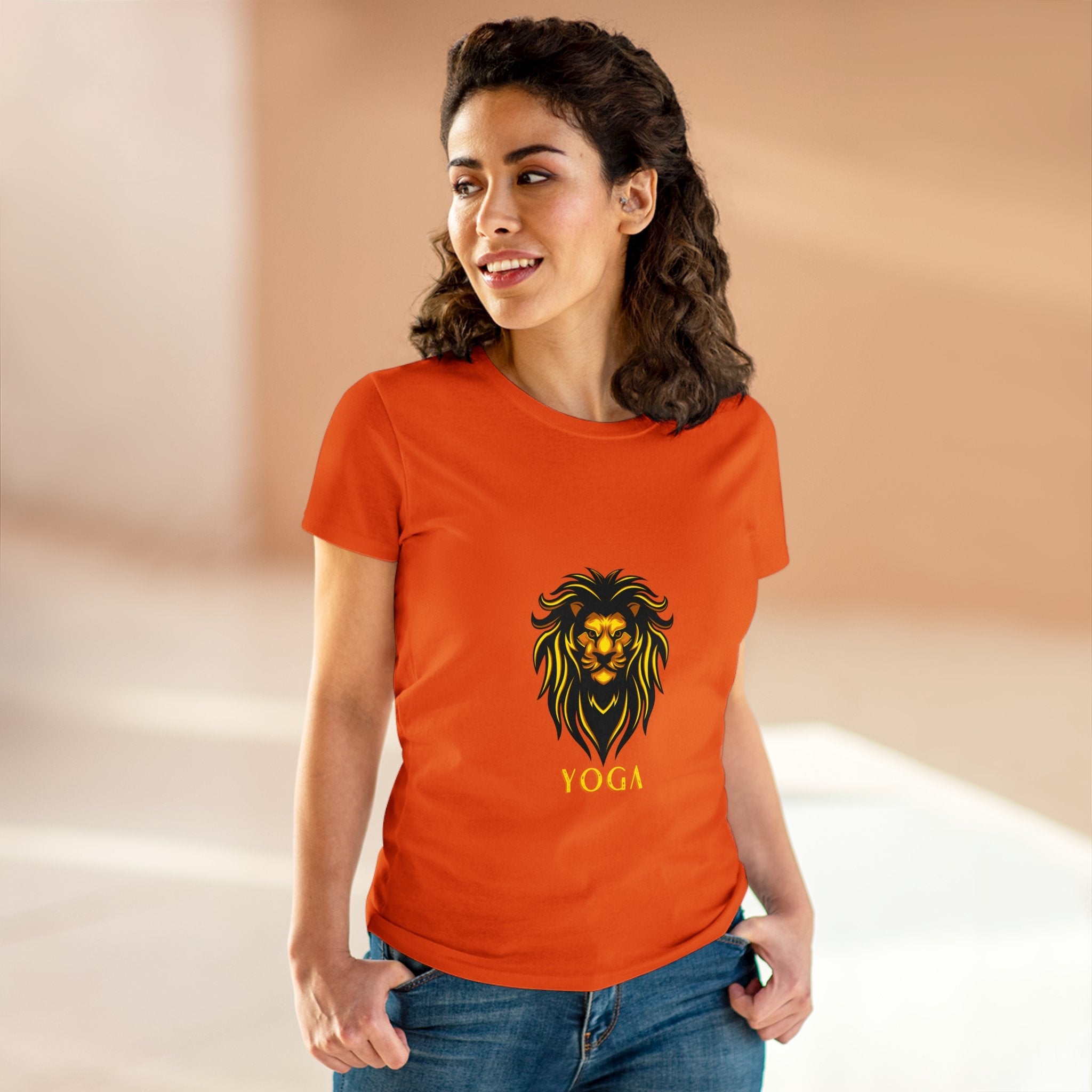 Lion Yoga - Women's Midweight Cotton Tee by Yogini Italy