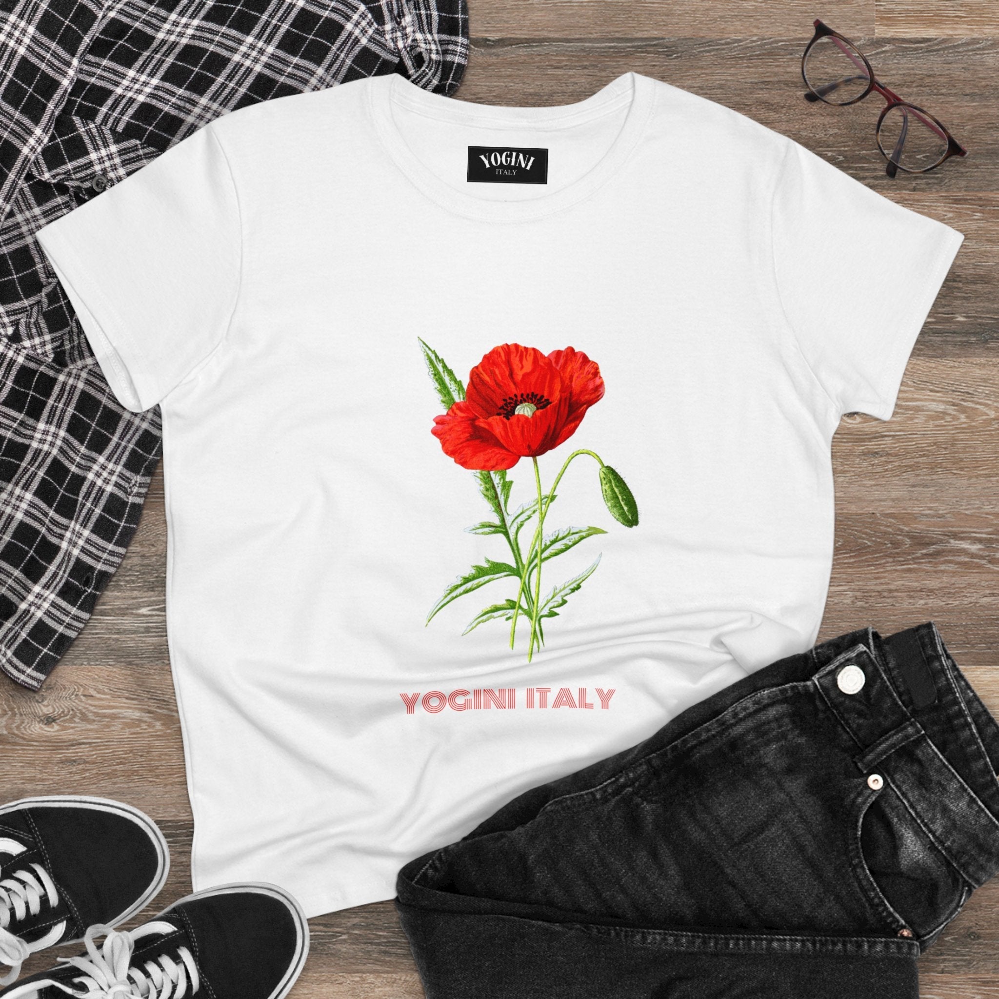 Poppy - Women's Midweight Cotton Tee by Yogini Italy