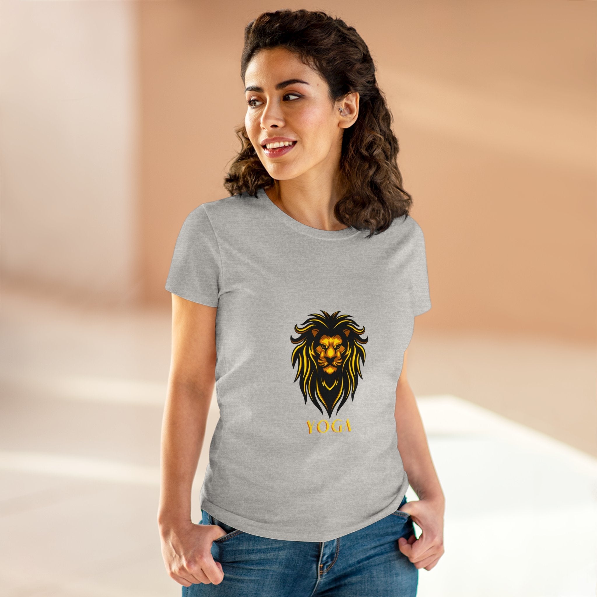 Lion Yoga - Women's Midweight Cotton Tee by Yogini Italy