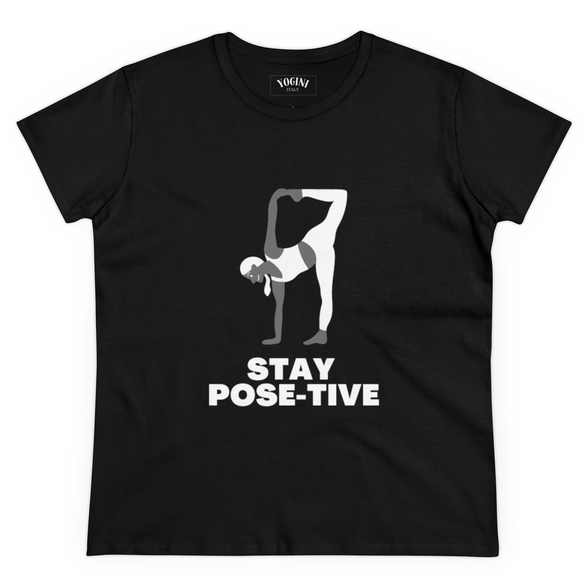 STAY POSE-TIVE - Women's Midweight Cotton Tee by Yogini Italy