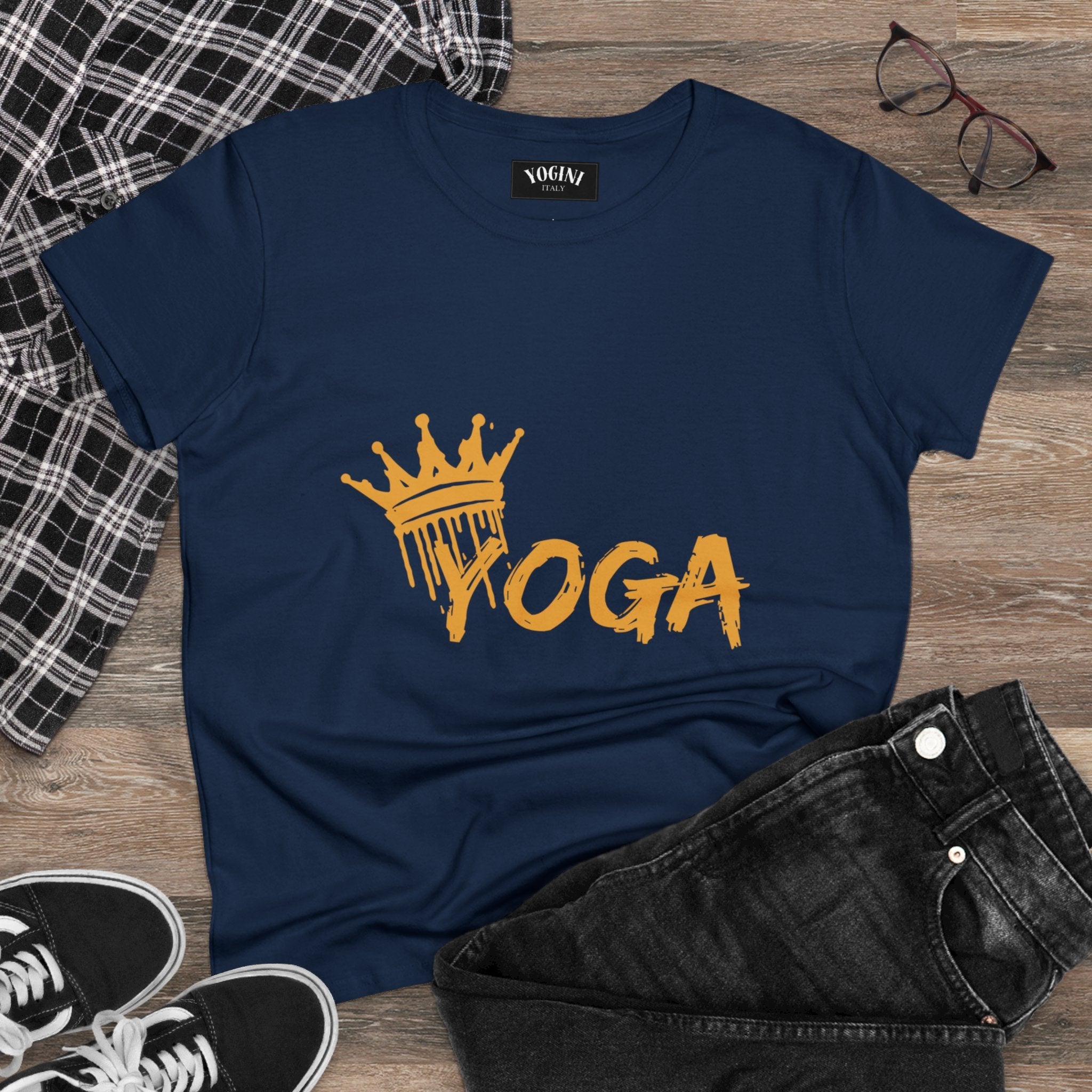 Crown Yoga -  Women's Midweight Cotton Tee by Yogini Italy