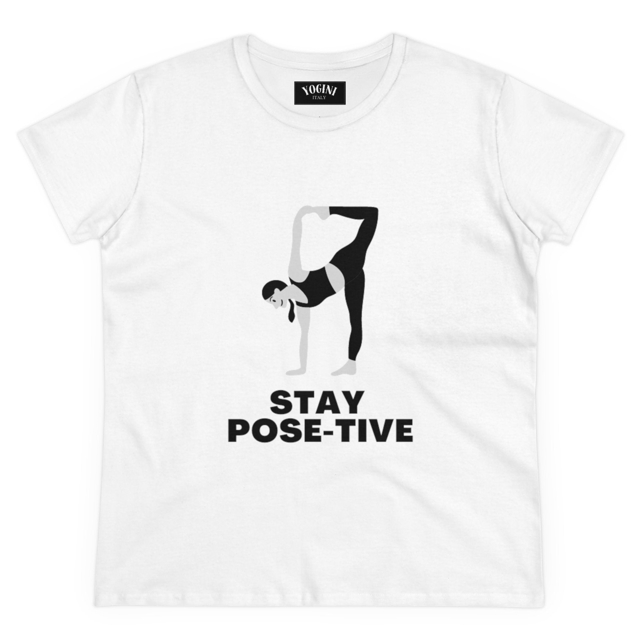 STAY POSE-TIVE - Women's Midweight Cotton Tee by Yogini Italy