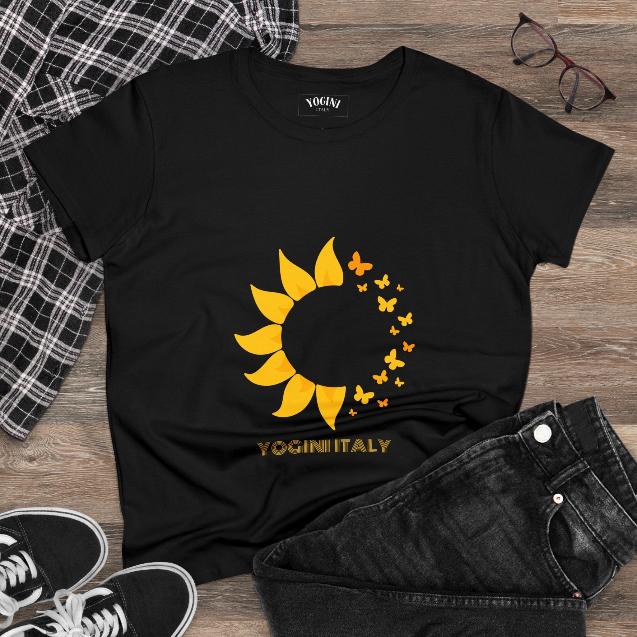 Sunflower - Women's Midweight Cotton Tee by Yogini Italy