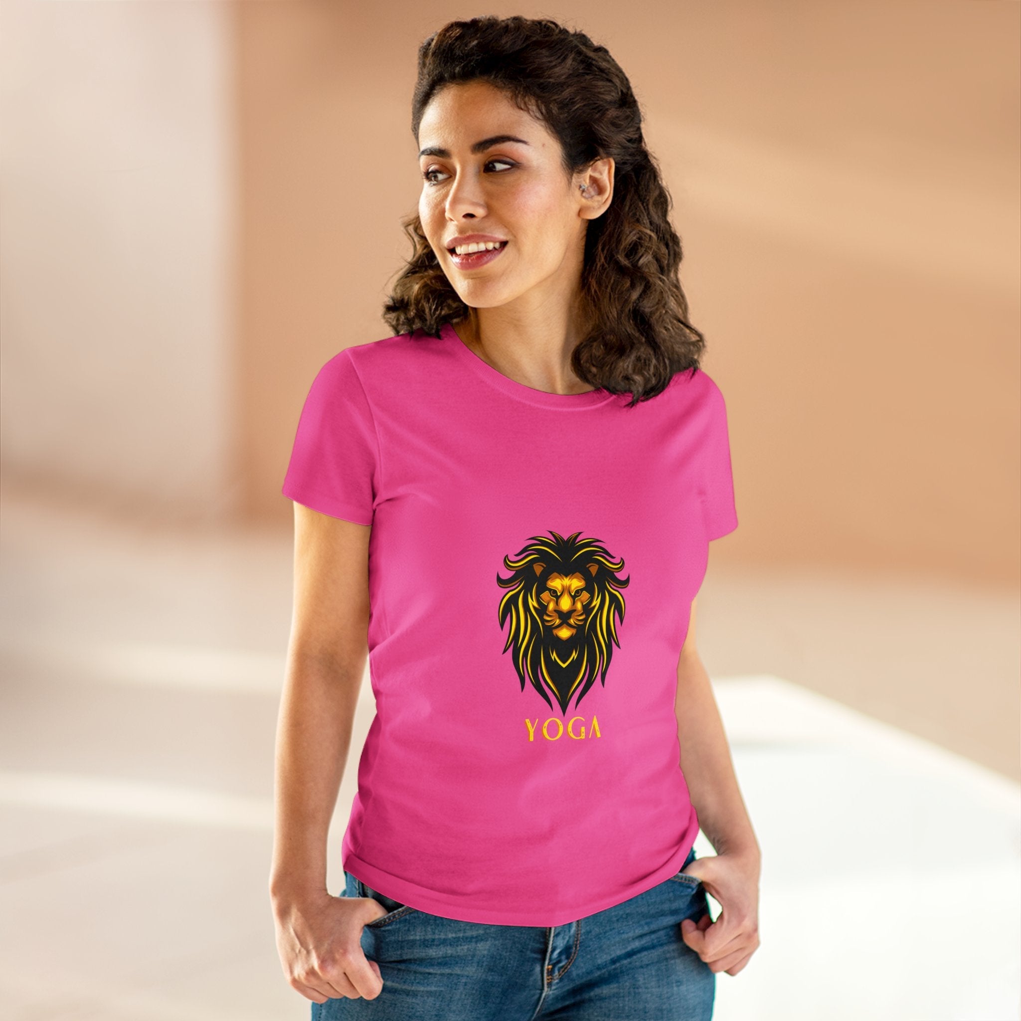 Lion Yoga - Women's Midweight Cotton Tee by Yogini Italy