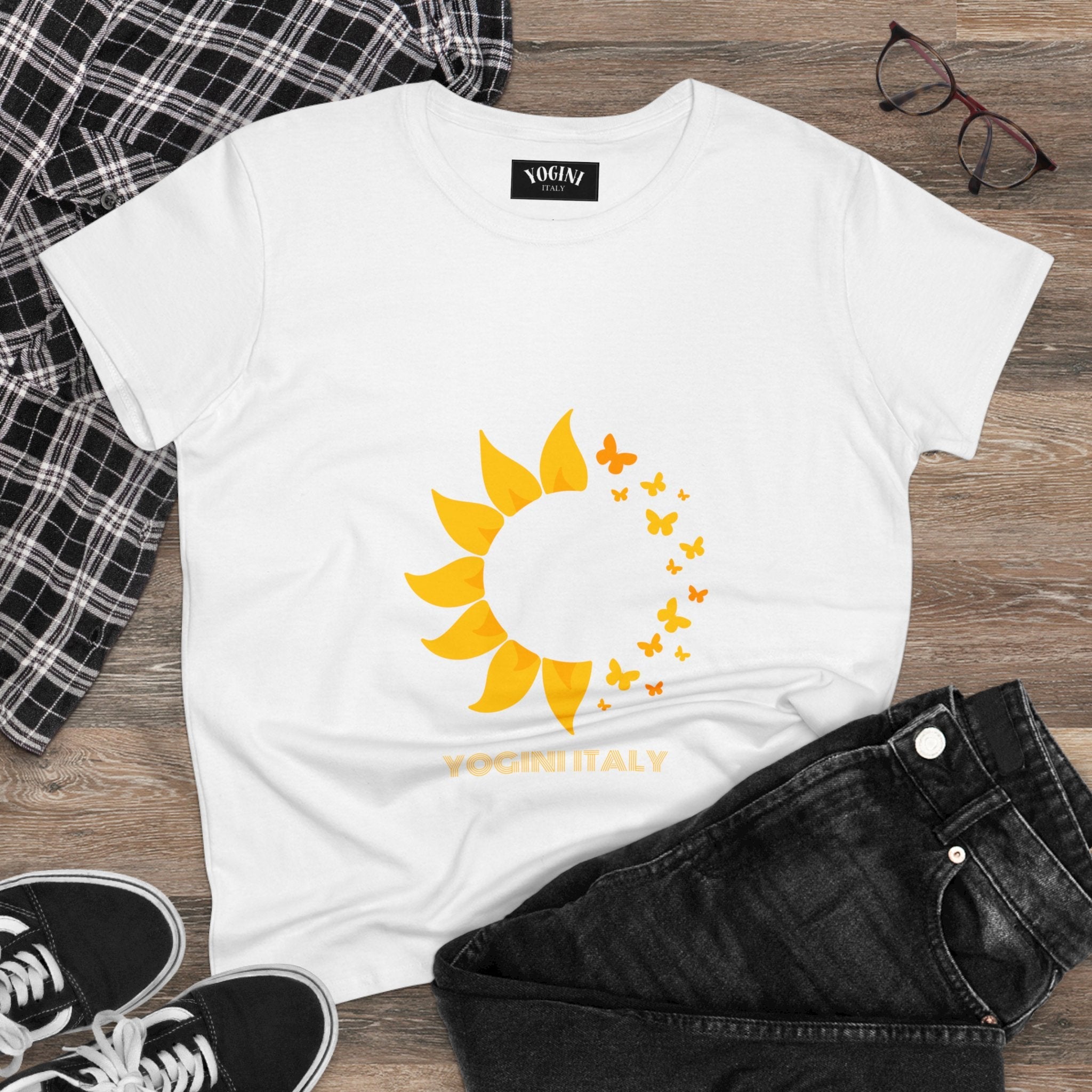 Sunflower - Women's Midweight Cotton Tee by Yogini Italy