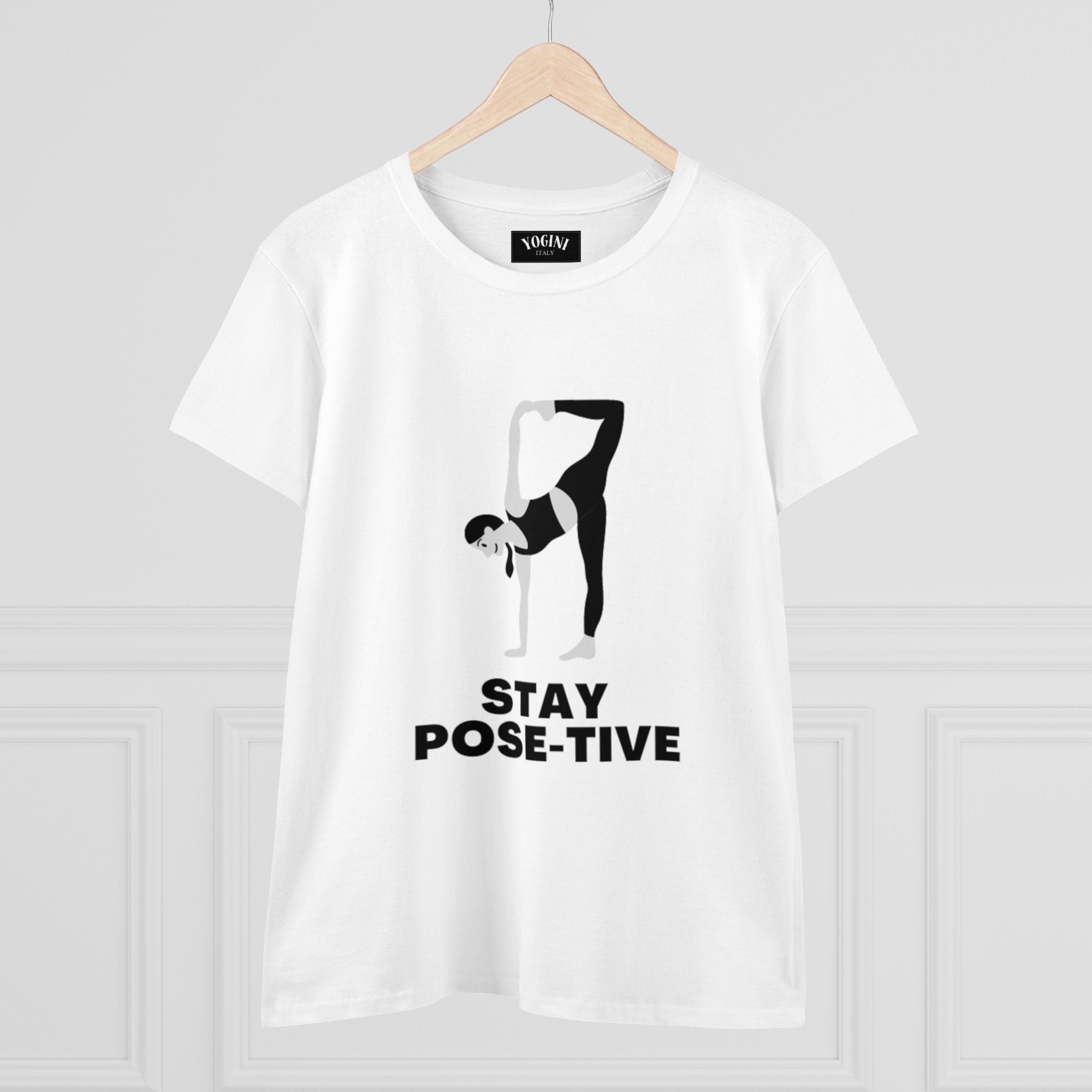 STAY POSE-TIVE - Women's Midweight Cotton Tee by Yogini Italy