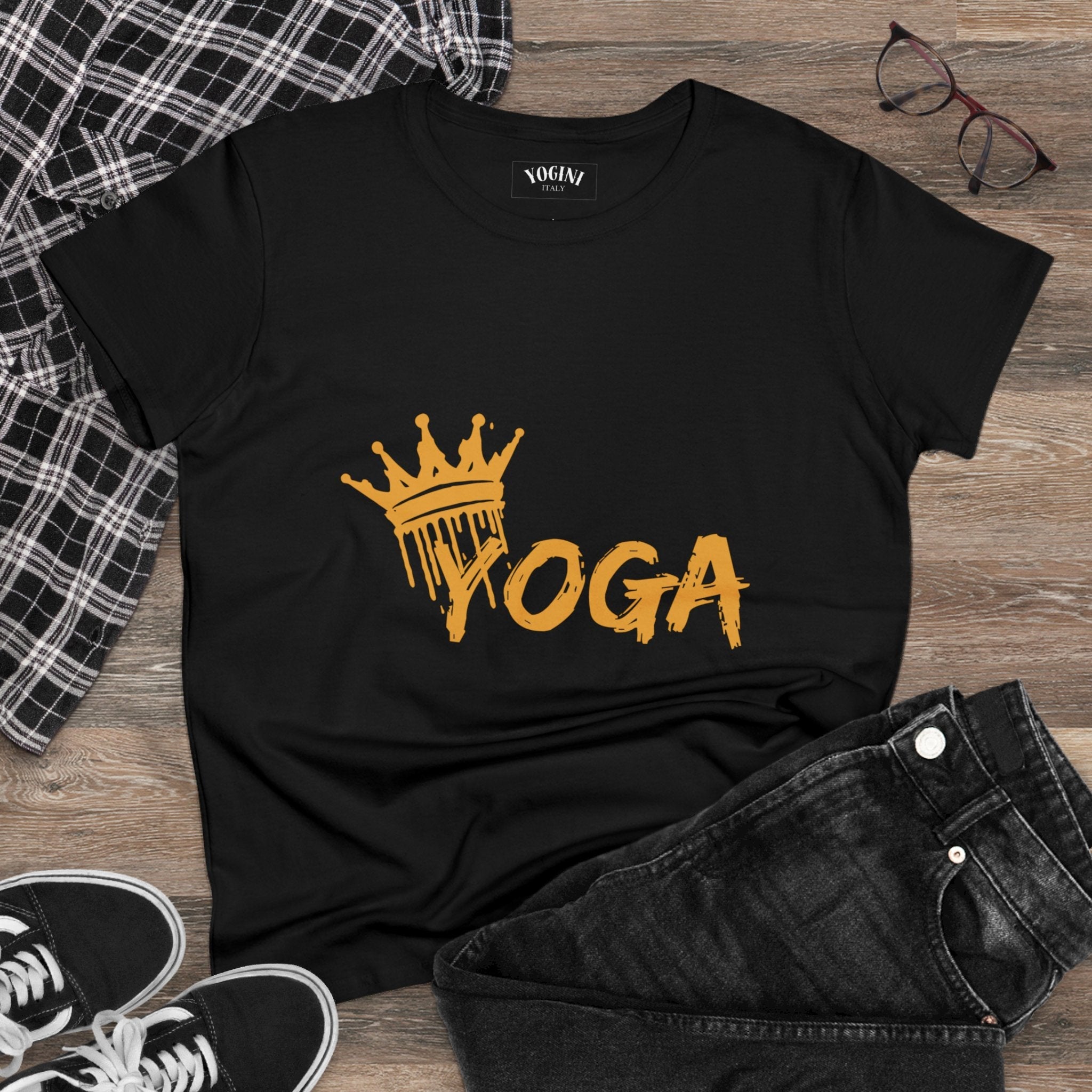 Crown Yoga -  Women's Midweight Cotton Tee by Yogini Italy